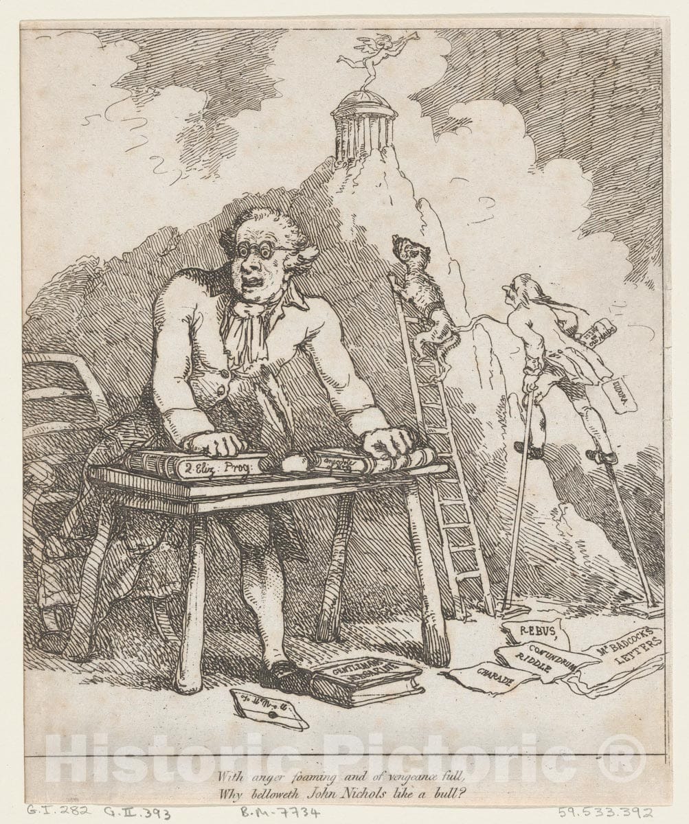 Art Print : Thomas Rowlandson - with Anger Foaming, from Benevolent Epistle : Vintage Wall Art