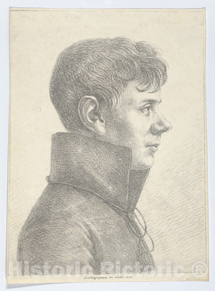 Art Print : Paul Anton Skerl - Portrait of a Young Man in Profile : Vintage Wall Art