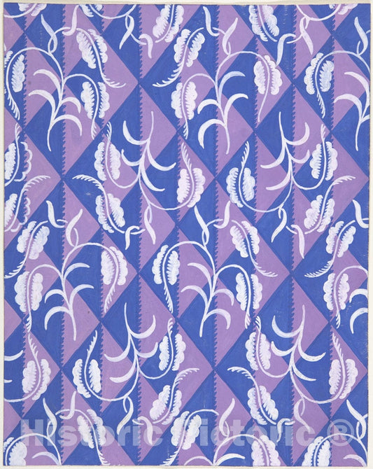 Art Print : Paul Poiret - Fabric Design with Diamond Pattern : Vintage Wall Art