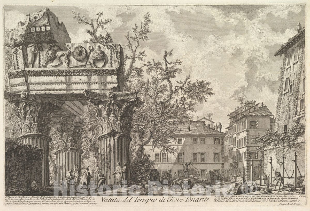 Art Print : Giovanni Battista Piranesi - The Temple of Vespasian and Titus (Veduta del Tempio di Giove Tonante) : Vintage Wall Art