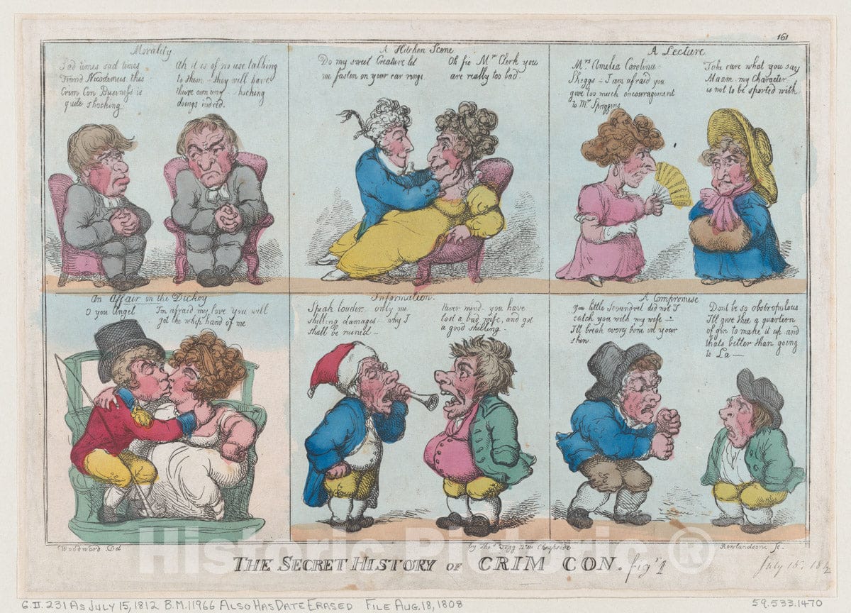 Art Print : Thomas Rowlandson - The Secret History of Crim Con, Fig 1 2 : Vintage Wall Art