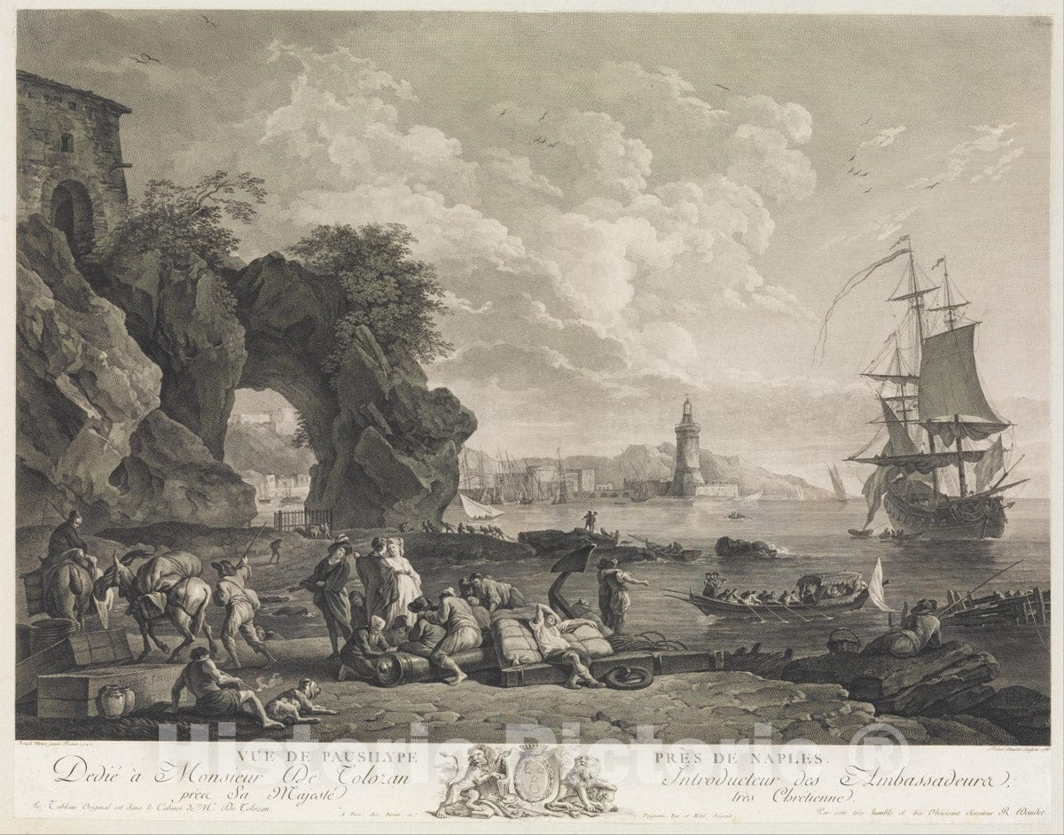 Art Print : Robert Daudet - Vue de Pausilype Près de Naples : Vintage Wall Art