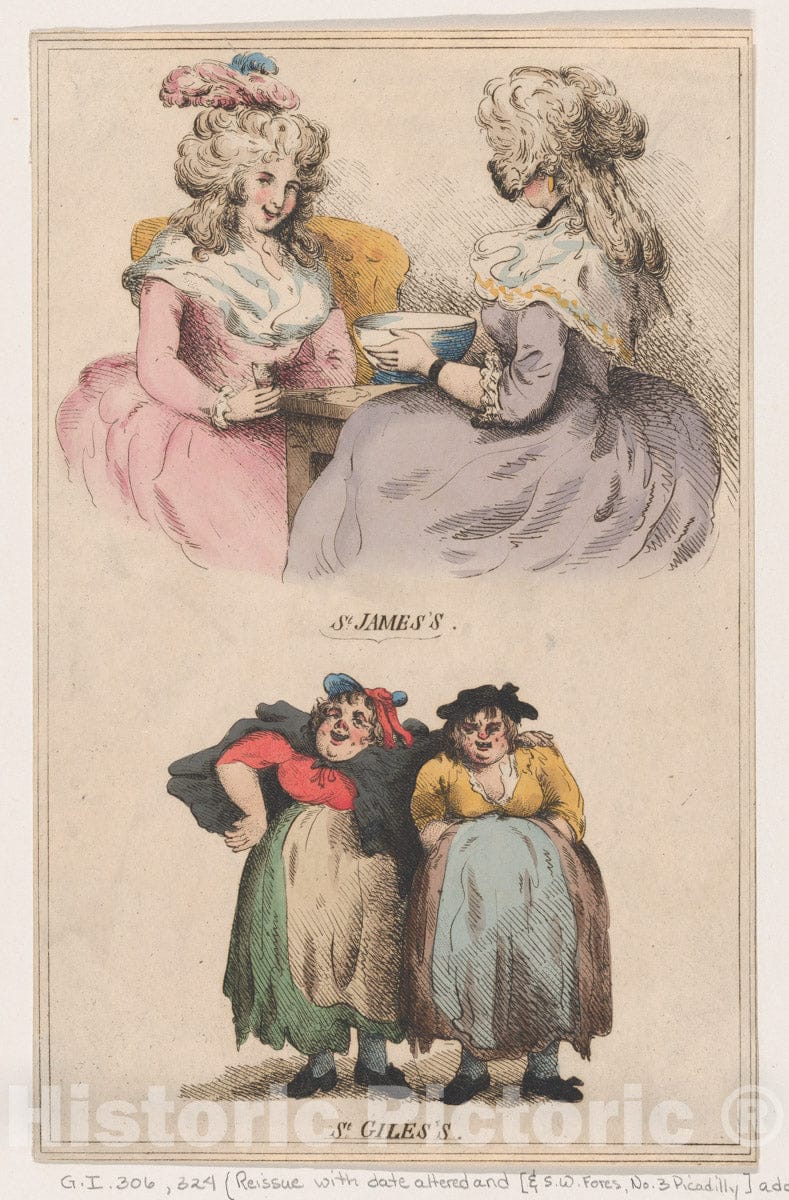 Art Print : Thomas Rowlandson - St. James's and St. Giles's : Vintage Wall Art