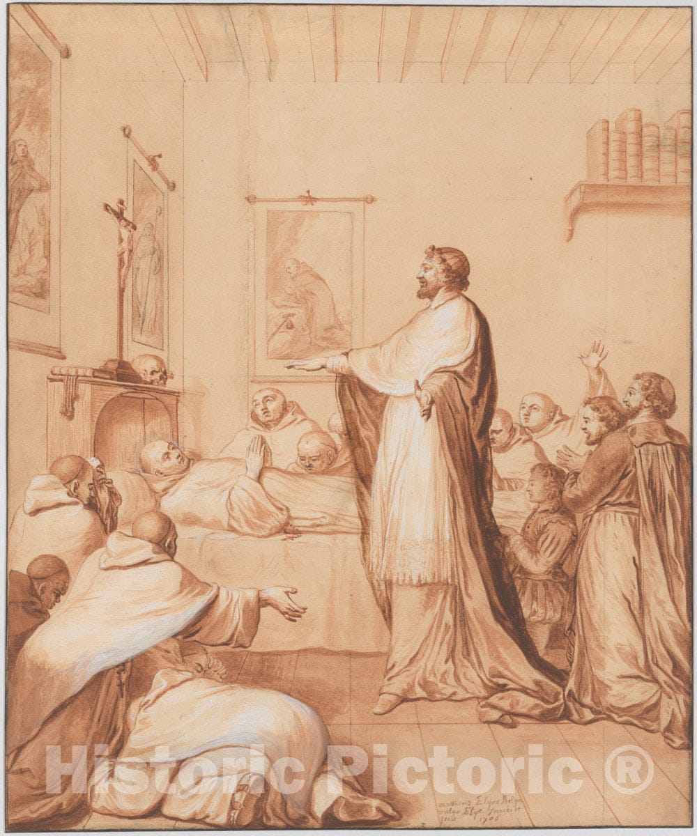 Art Print : Matthieu Elias - Scene Eight from The Life of The Reverend Jean de la Barrière : Vintage Wall Art