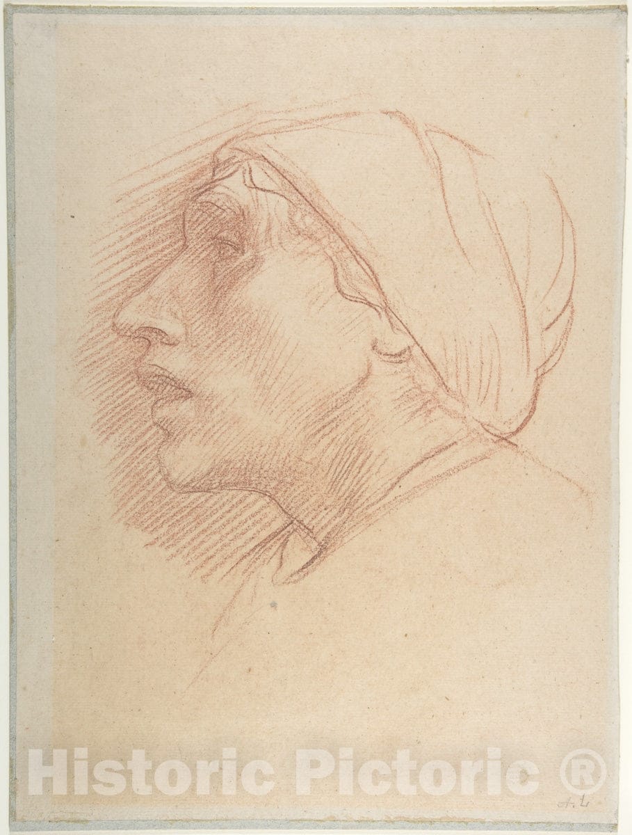 Art Print : Alphonse Legros - Head of a Woman : Vintage Wall Art