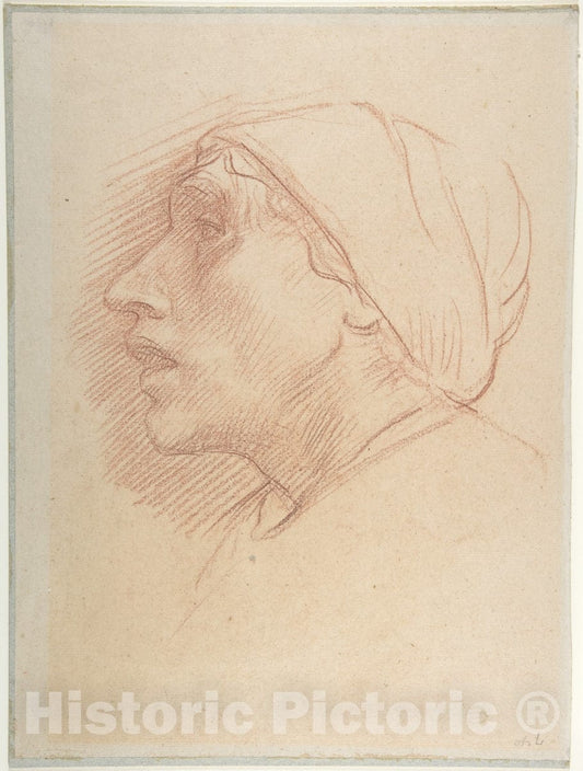 Art Print : Alphonse Legros - Head of a Woman : Vintage Wall Art