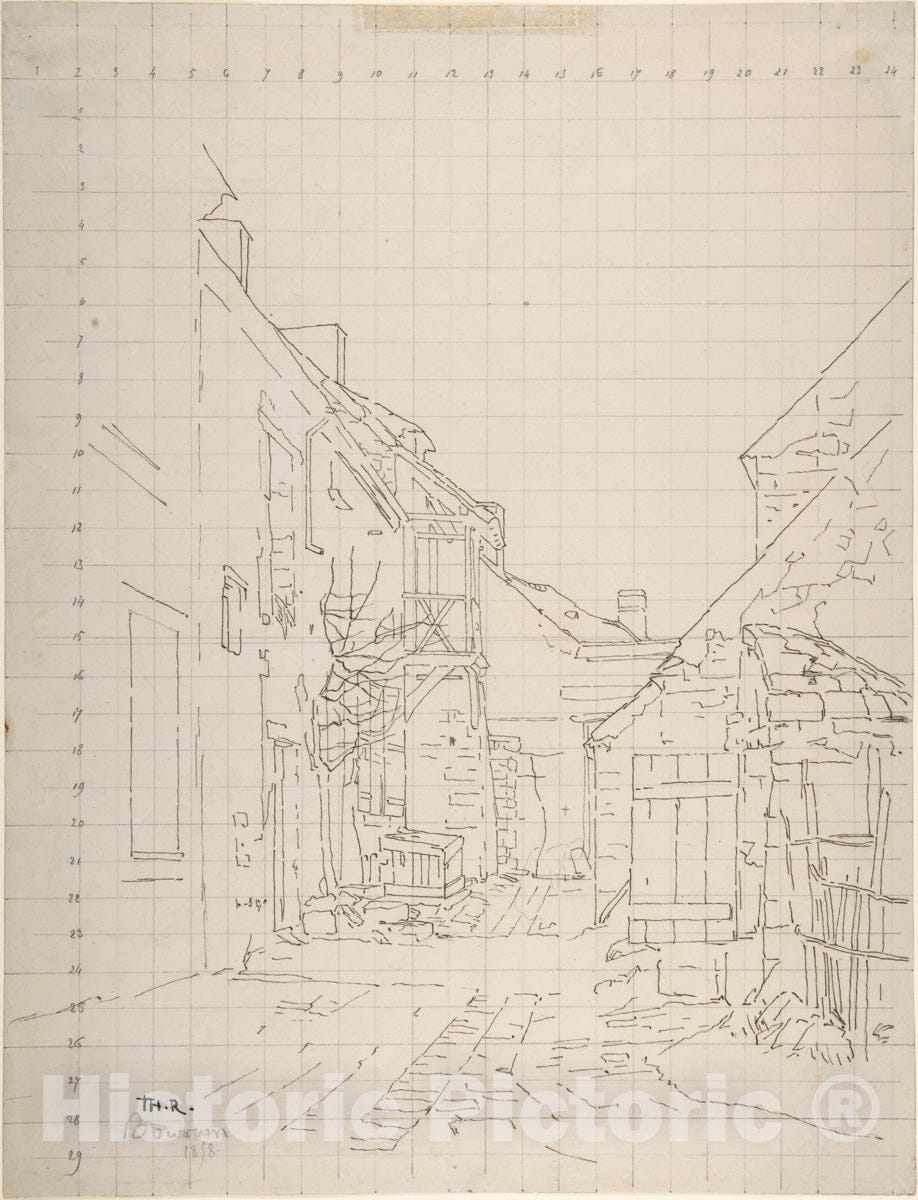 Art Print : Théodore Rousseau - an Alleyway Between Houses : Vintage Wall Art