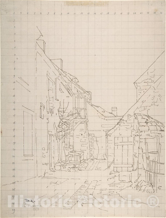 Art Print : Théodore Rousseau - an Alleyway Between Houses : Vintage Wall Art