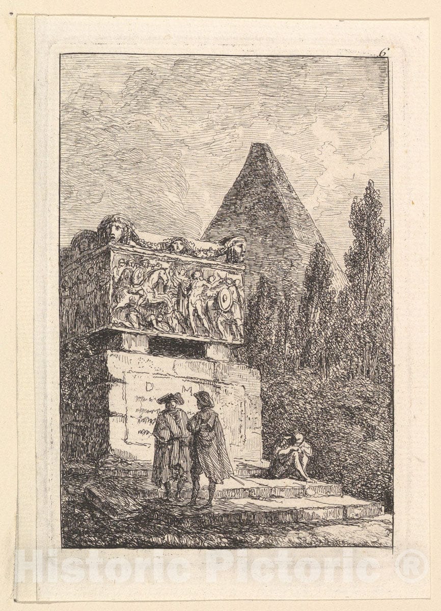 Art Print : Hubert Robert - Le Sarcophage : Vintage Wall Art