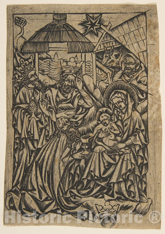 Art Print : Anonymous, German, 15th Century - Adoration of The Magi 1 : Vintage Wall Art
