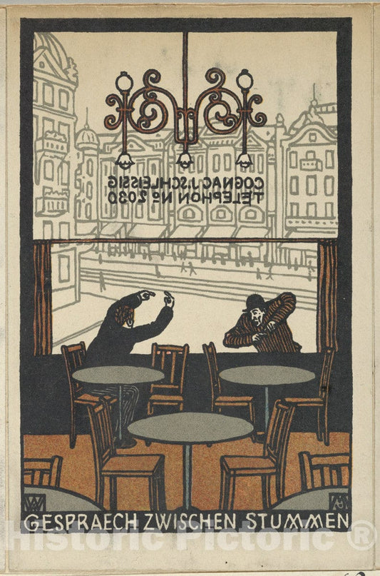 Art Print : Moriz Jung - Conversation Between Mutes (Gespraech zwischen Stummen) : Vintage Wall Art