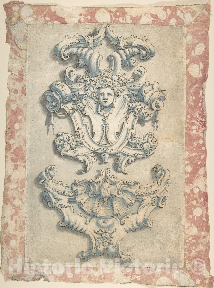 Art Print : Italian, 18th Century - Sculptural Ornament : Vintage Wall Art