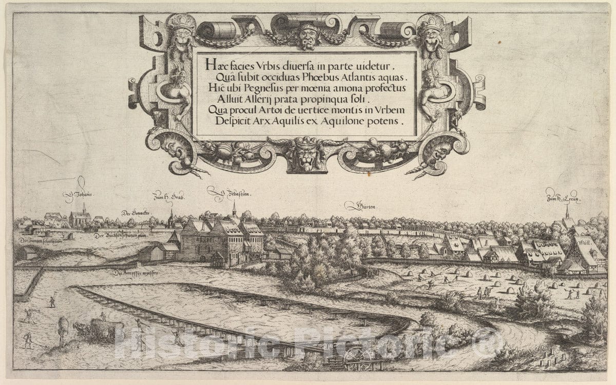 Art Print : Hanns Lautensack - View of Nuremberg, to The west; Left, Center and Right Plates : Vintage Wall Art