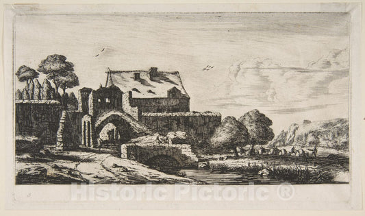 Art Print : Charles Meryon - A Water-Mill Near Saint-Denis : Vintage Wall Art