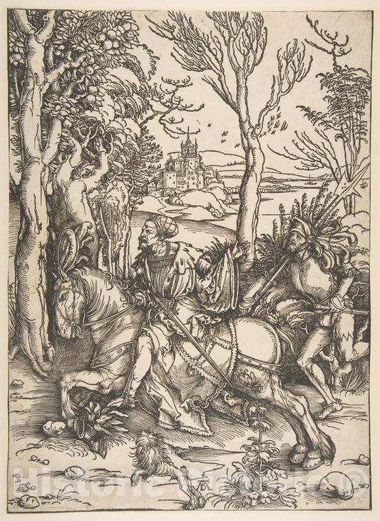 Art Print : Albrecht Dürer - The Knight and Man-at-Arms 1 : Vintage Wall Art