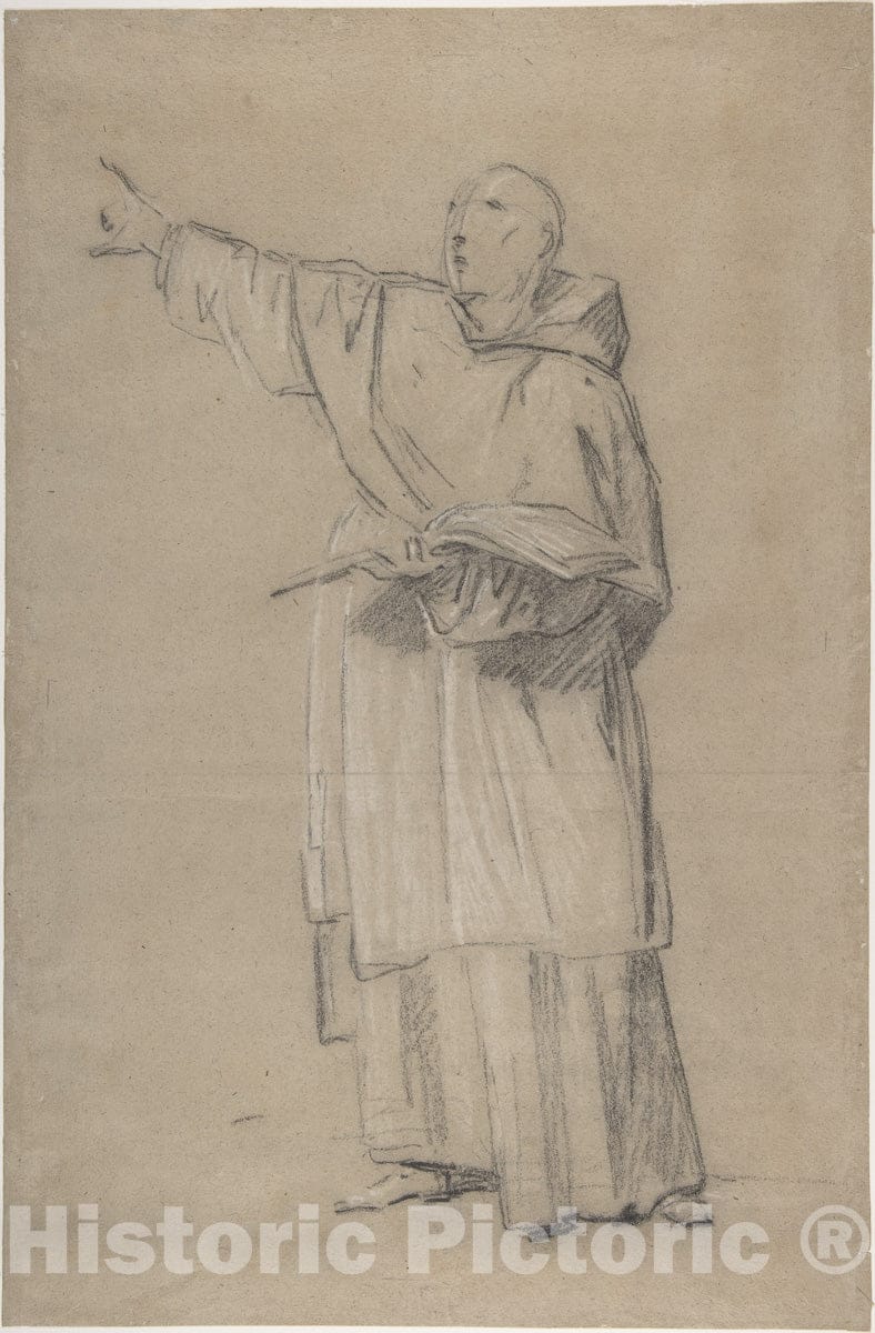 Art Print : French, 18th Century - A Standing Monk : Vintage Wall Art