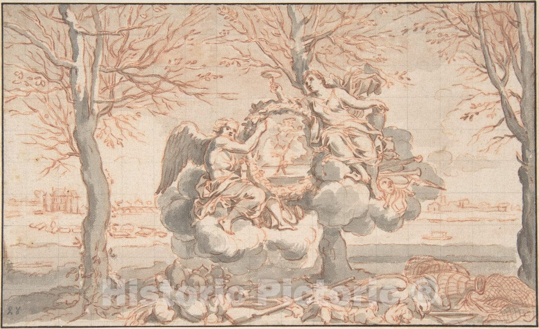 Art Print : French, 18th Century - Allegory of Winter, After Sébastien Le Clerc : Vintage Wall Art