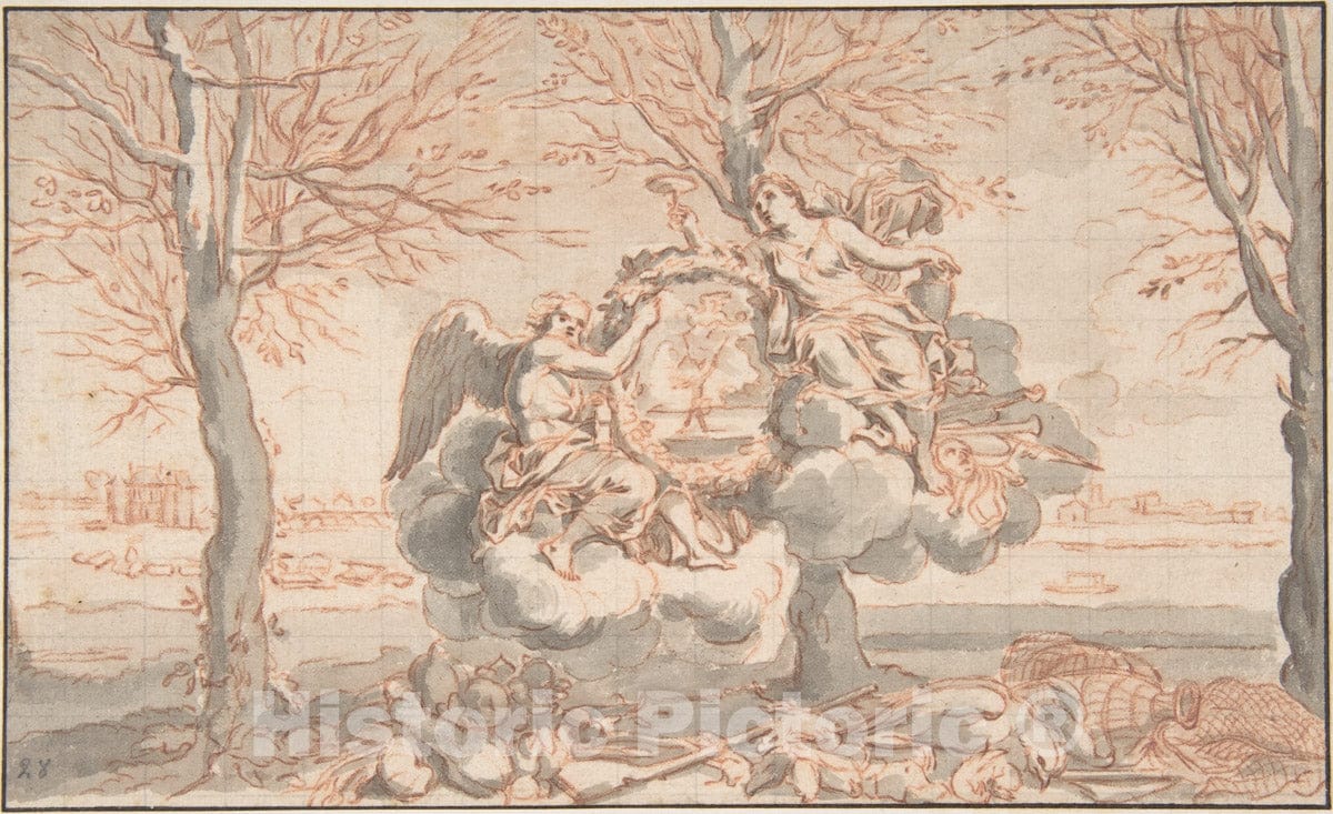 Art Print : French, 18th Century - Allegory of Winter, After Sébastien Le Clerc : Vintage Wall Art