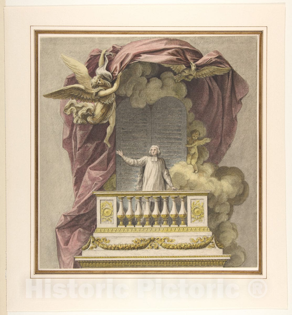 Art Print : Augustin Pajou - Design for a Pulpit : Vintage Wall Art