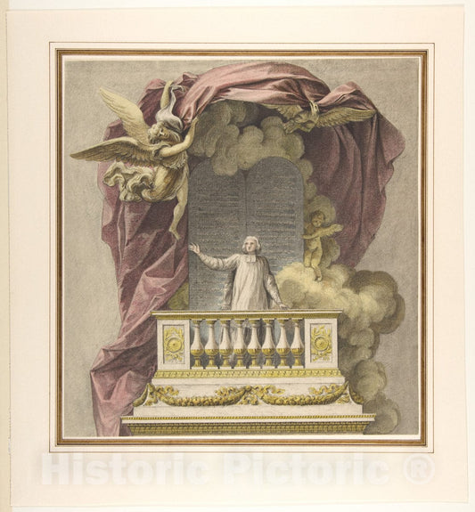 Art Print : Augustin Pajou - Design for a Pulpit : Vintage Wall Art