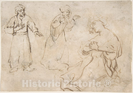 Art Print : School of Rembrandt (Rembrandt Van Rijn) - Study for a Pieta : Vintage Wall Art