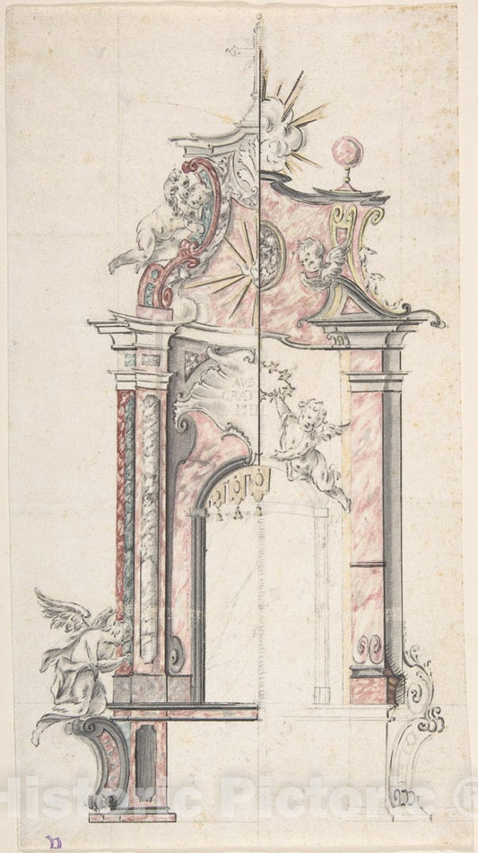 Art Print : German, 18th Century - Design for an Altar with a Variant : Vintage Wall Art