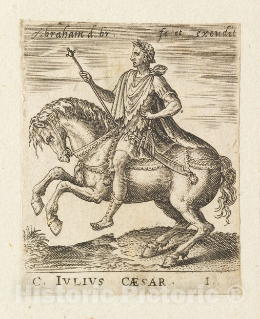 Art Print : Abraham de Bruyn - C. Julius Caesar from Twelve Caesars on Horseback : Vintage Wall Art