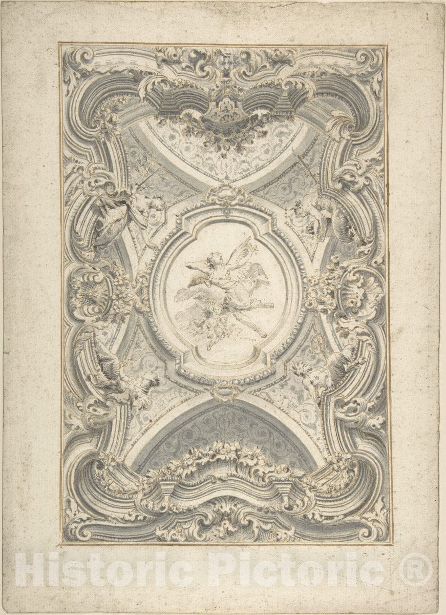 Art Print : Italian, 18th Century - A Baroque Ceiling : Vintage Wall Art