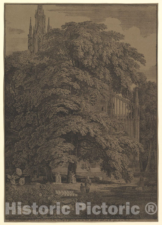Art Print : Karl Friedrich Schinkel - Gothic Church Hidden by a Tree : Vintage Wall Art