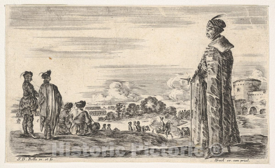 Art Print : A Polish Man in a Long Robe Standing at Right in Profile - Artist: Stefano Della Bella - Created: 1649 : Vintage Wall Art