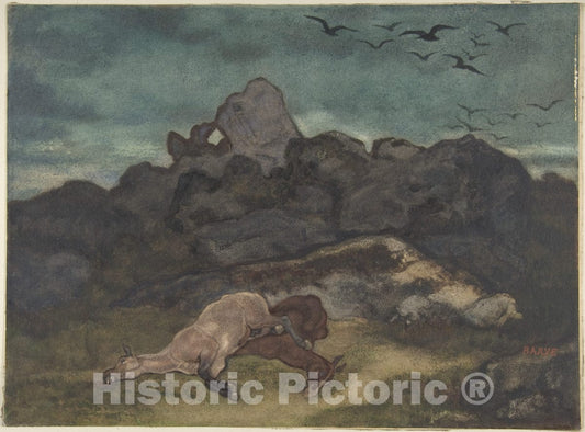 Art Print : Antoine-Louis Barye - Dead Horses : Vintage Wall Art