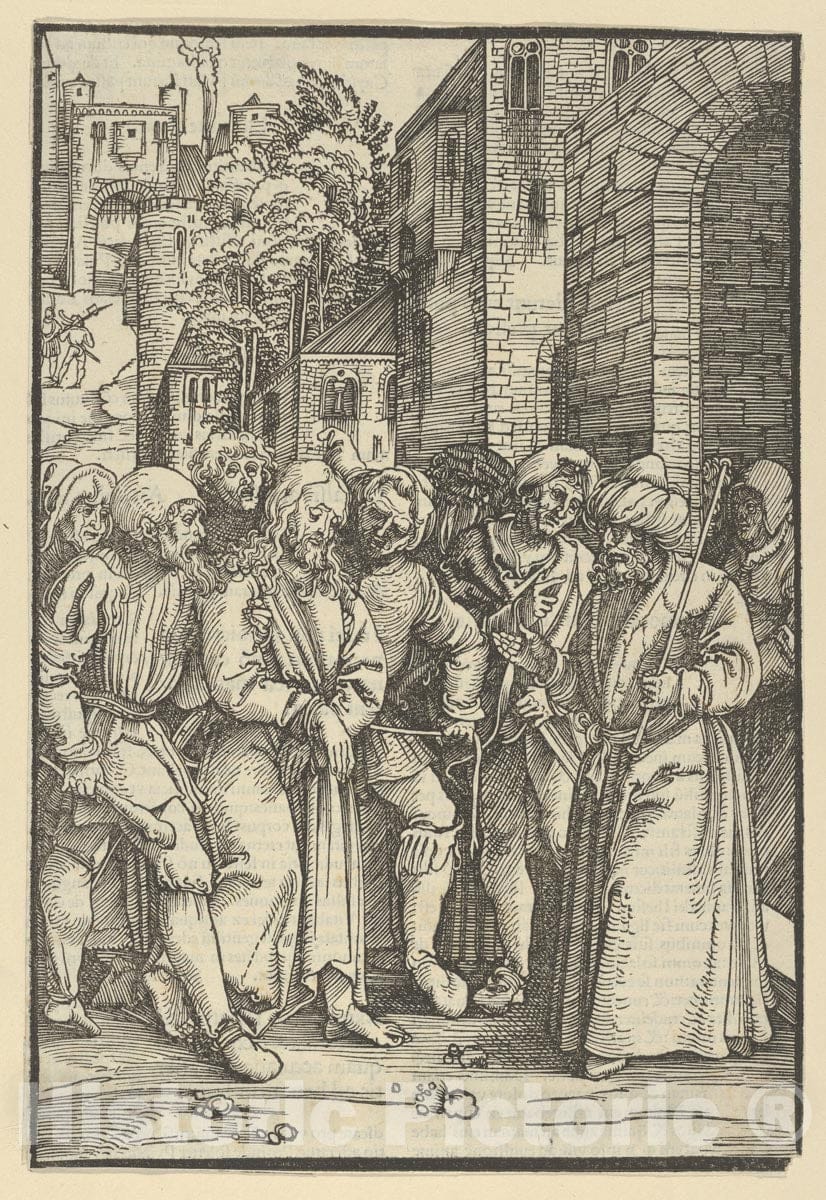 Art Print : Hans Schäufelein - Christ Before Pilate in Front of his Palace, from Speculum passionis Domini Nostri Ihesu Christi : Vintage Wall Art