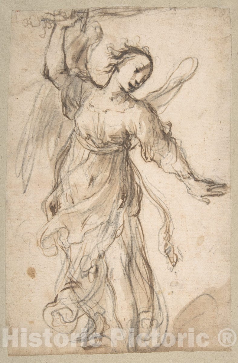 Art Print : Ferraù Fenzoni - Standing Angel Brandishing a Sword. : Vintage Wall Art