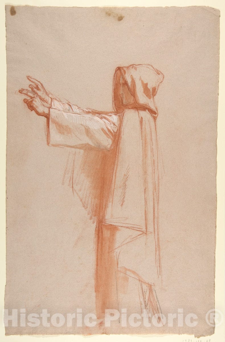 Art Print : Isidore Pils - Monk (Lower Register; Study for Wall Paintings in The Chapel of Saint Remi, Sainte-Clotilde, Paris, 1858) v.2 : Vintage Wall Art