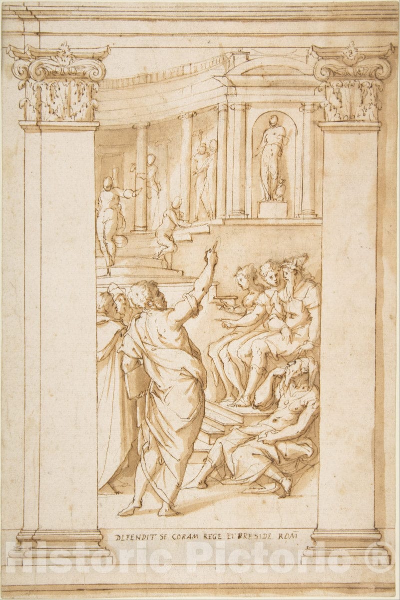 Art Print : Giorgio Vasari - Saint Paul Speaking Before King Agrippa (Acts 26) : Vintage Wall Art