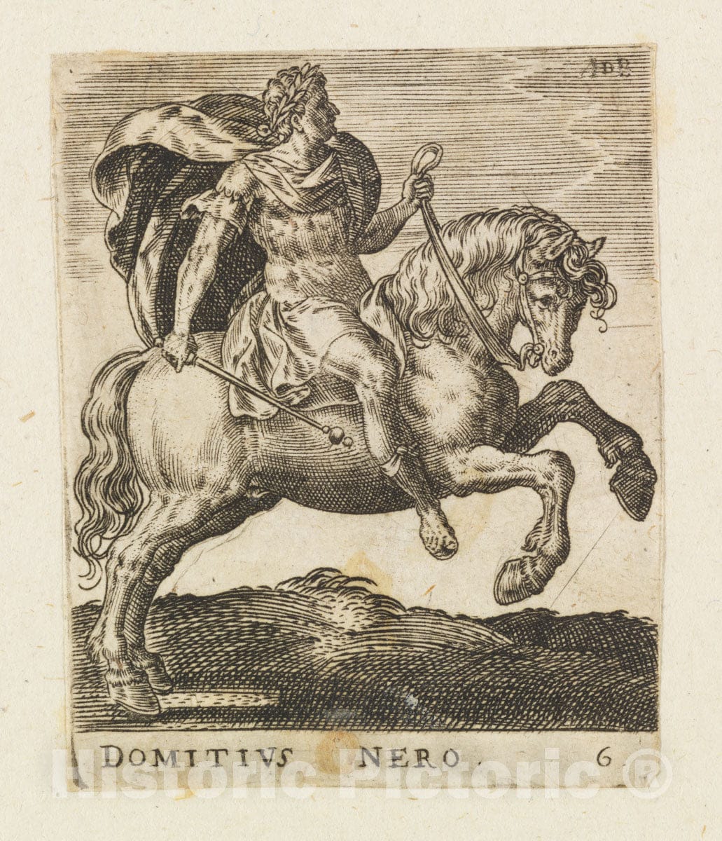 Art Print : Abraham de Bruyn - Domitius Nero from Twelve Caesars on Horseback : Vintage Wall Art