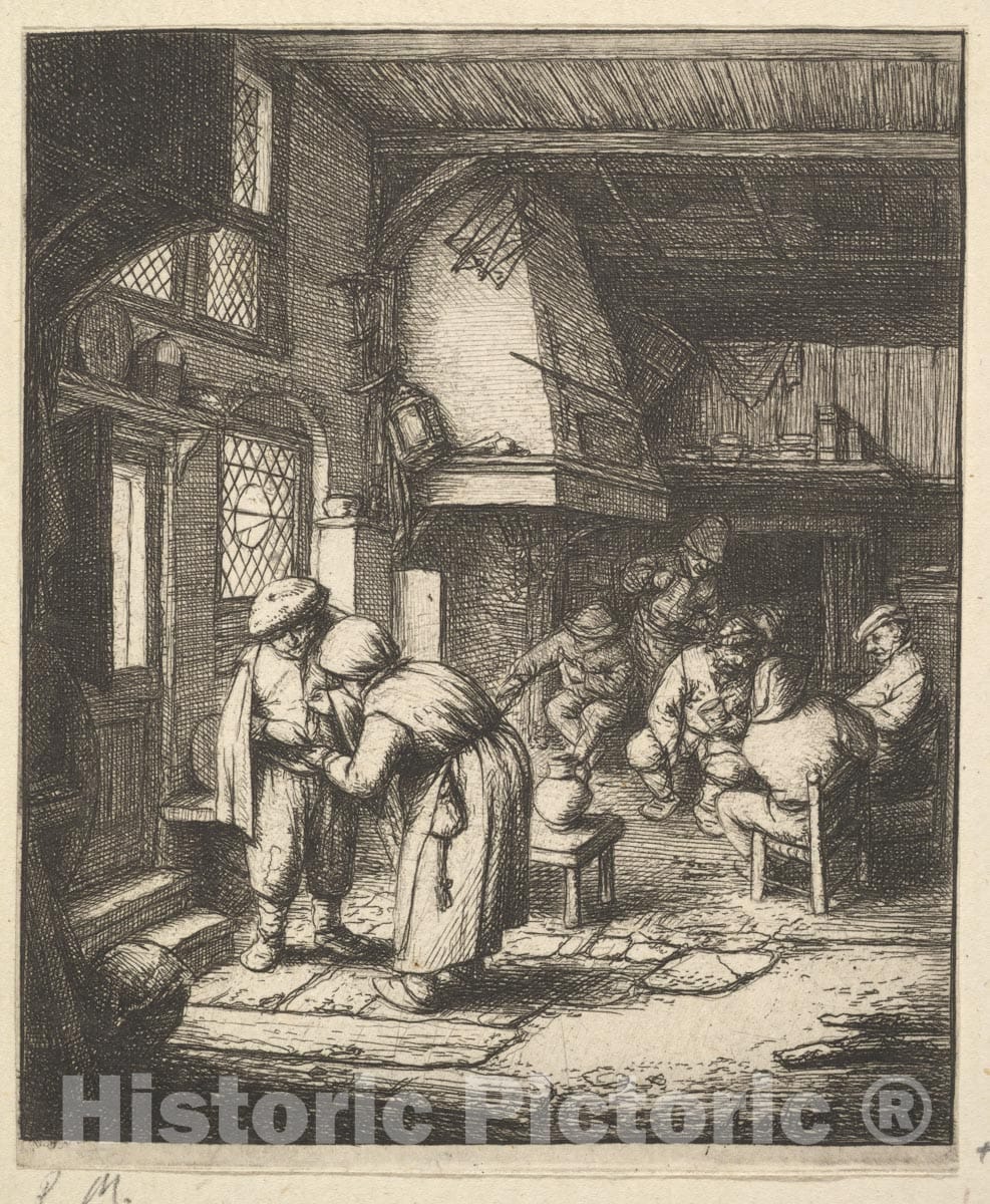 Art Print : Adriaen Van Ostade - Peasant Paying his Bill 2 : Vintage Wall Art