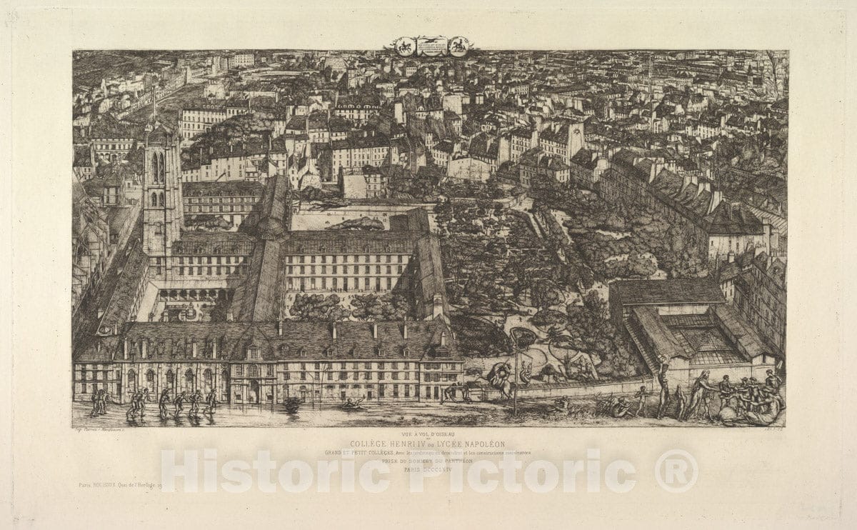 Art Print : Charles Meryon - Collège Henri IV (ou Lycée Napoléon) : Vintage Wall Art