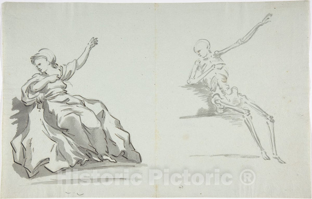 Art Print : French, 18th Century - Anatomical Drawing v.2 : Vintage Wall Art