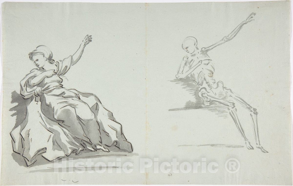 Art Print : French, 18th Century - Anatomical Drawing v.2 : Vintage Wall Art