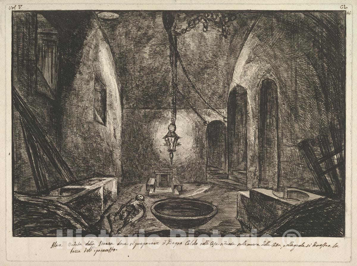 Art Print : Francesco Piranesi - View of Pompeii (Altra veduta Della Stanza Dove si preparava il Bogno Caldo .) : Vintage Wall Art