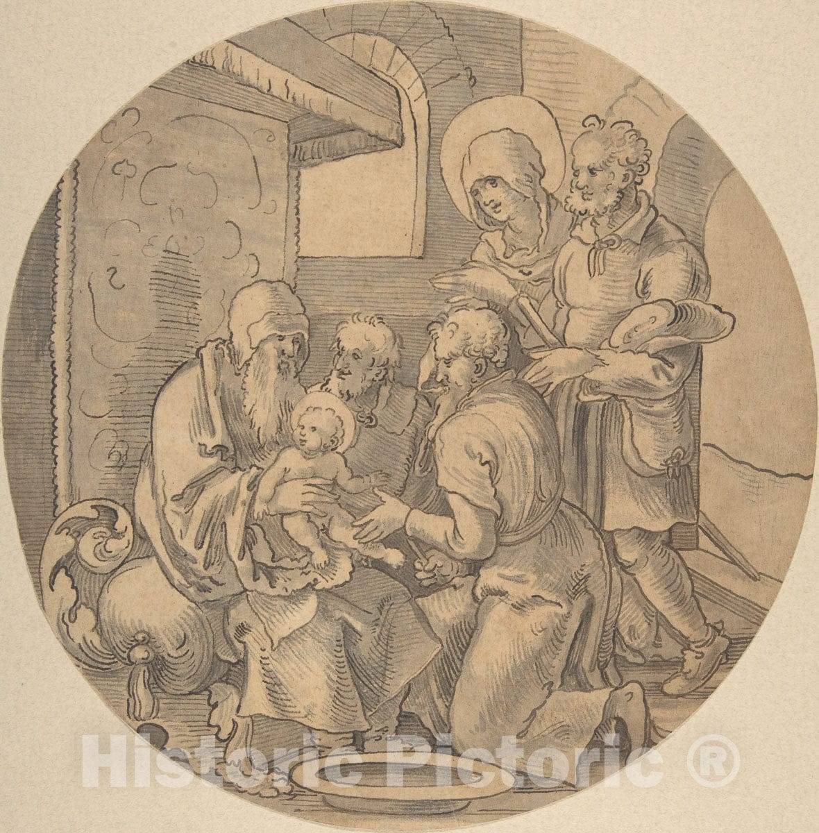 Art Print : Sebald Beham - The Circumcision of Christ : Vintage Wall Art