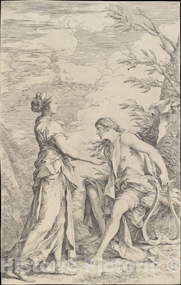 Art Print : Salvator Rosa - Apollo and The Cumaean Sibyl : Vintage Wall Art