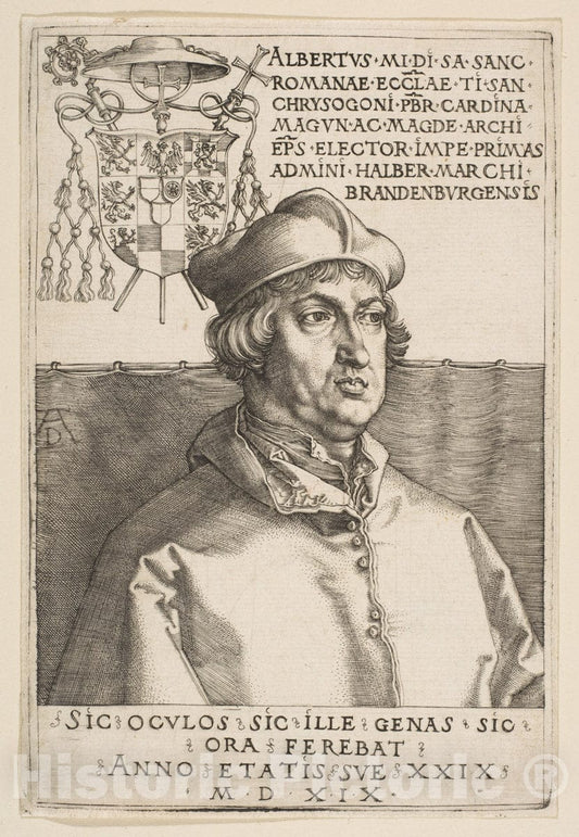Art Print : Albrecht Dürer - Cardinal Albrecht of Brandenburg 1 : Vintage Wall Art