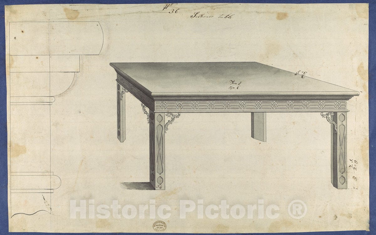 Art Print : Thomas Chippendale - Sideboard Table, from Chippendale Drawings, Vol. II 3 : Vintage Wall Art