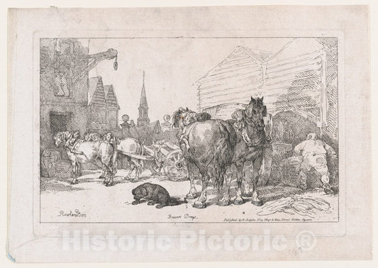Art Print : Thomas Rowlandson - Brewers Drays, from A New Book of Horses and Carriages : Vintage Wall Art
