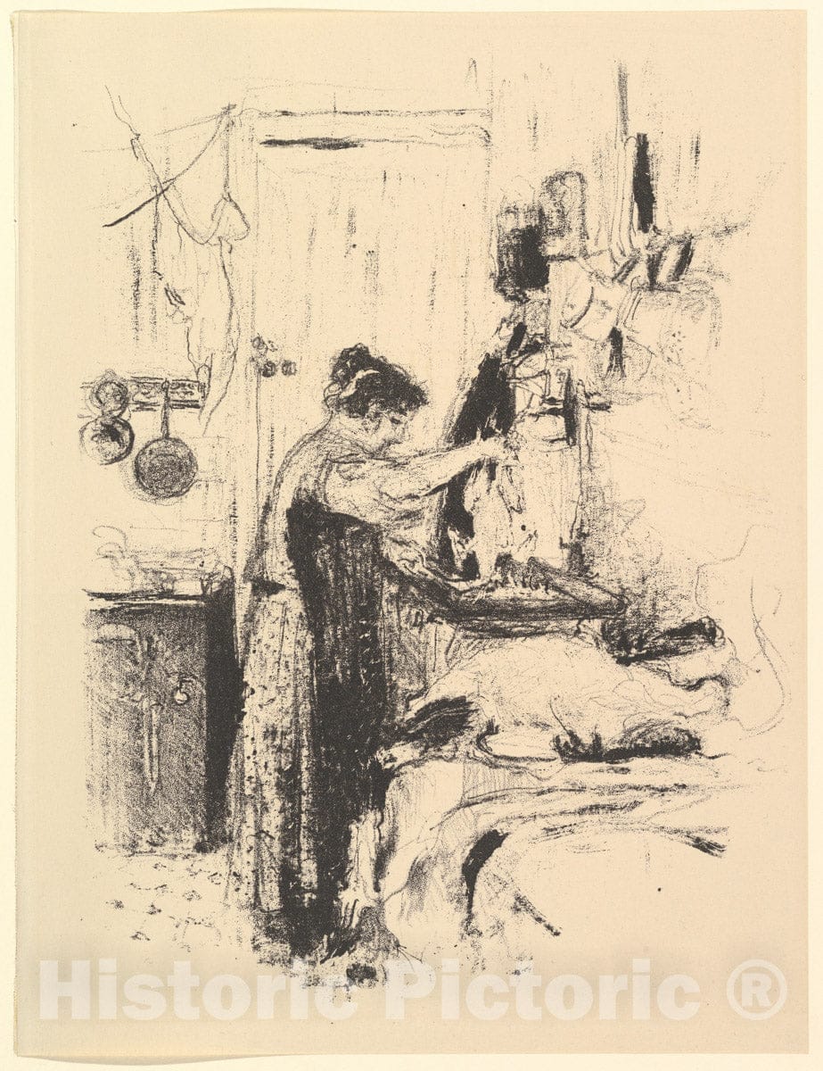 Art Print : Édouard Vuillard - La Flambée, Plate 5 from La Cuisine : Vintage Wall Art
