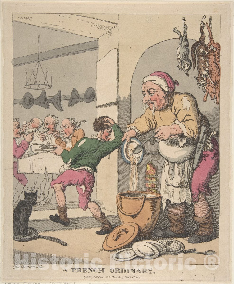 Art Print : Thomas Rowlandson - A French Ordinary 2 : Vintage Wall Art