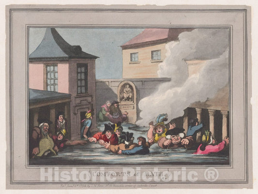 Art Print : Thomas Rowlandson - Comforts of Bath, Plate 7 : Vintage Wall Art