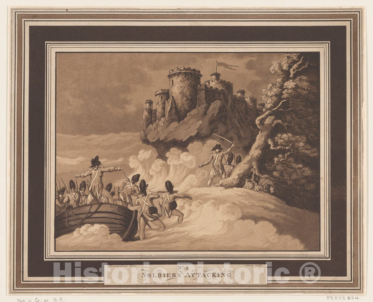 Art Print : Heinrich Joseph Schu?tz - Soldiers Attacking : Vintage Wall Art